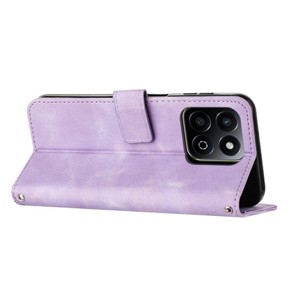 Honor X7c 4G Dream Triangle Leather Wallet Phone Case with Lanyard, Card Slot, Cash Compartment, Foldable Kickstand, Shockproof PU TPU Protective Cover