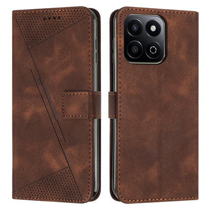 Honor X7c 4G Dream Triangle Leather Wallet Phone Case with Lanyard, Card Slot, Cash Compartment, Foldable Kickstand, Shockproof PU TPU Protective Cover