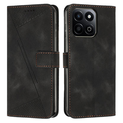 Honor 200 Smart Dream Triangle Leather Wallet Phone Case with Lanyard, Card Slot, Cash Compartment, Foldable Kickstand, Shockproof PU TPU Protective Cover
