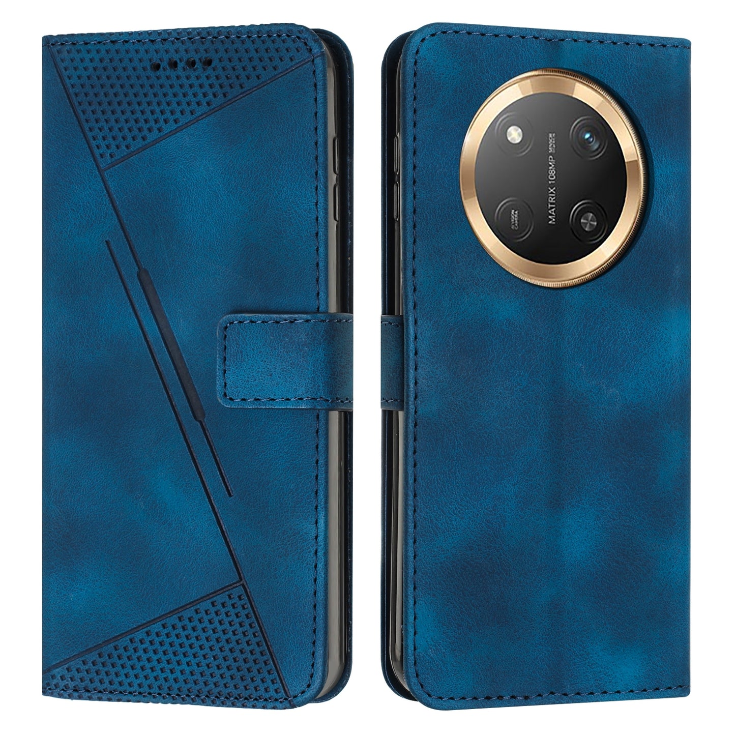 Honor X9c Dream Triangle Leather Wallet Phone Case with Lanyard, Card Slot, Cash Compartment, Foldable Kickstand, Shockproof PU TPU Protective Cover