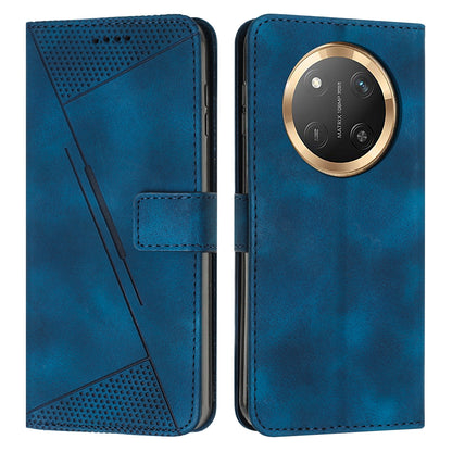 Honor X9c Dream Triangle Leather Wallet Phone Case with Lanyard, Card Slot, Cash Compartment, Foldable Kickstand, Shockproof PU TPU Protective Cover