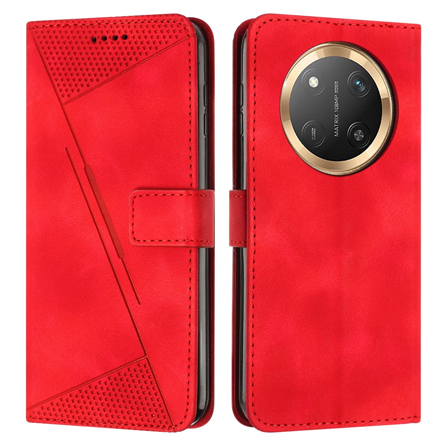 Honor X9c Dream Triangle Leather Wallet Phone Case with Lanyard, Card Slot, Cash Compartment, Foldable Kickstand, Shockproof PU TPU Protective Cover