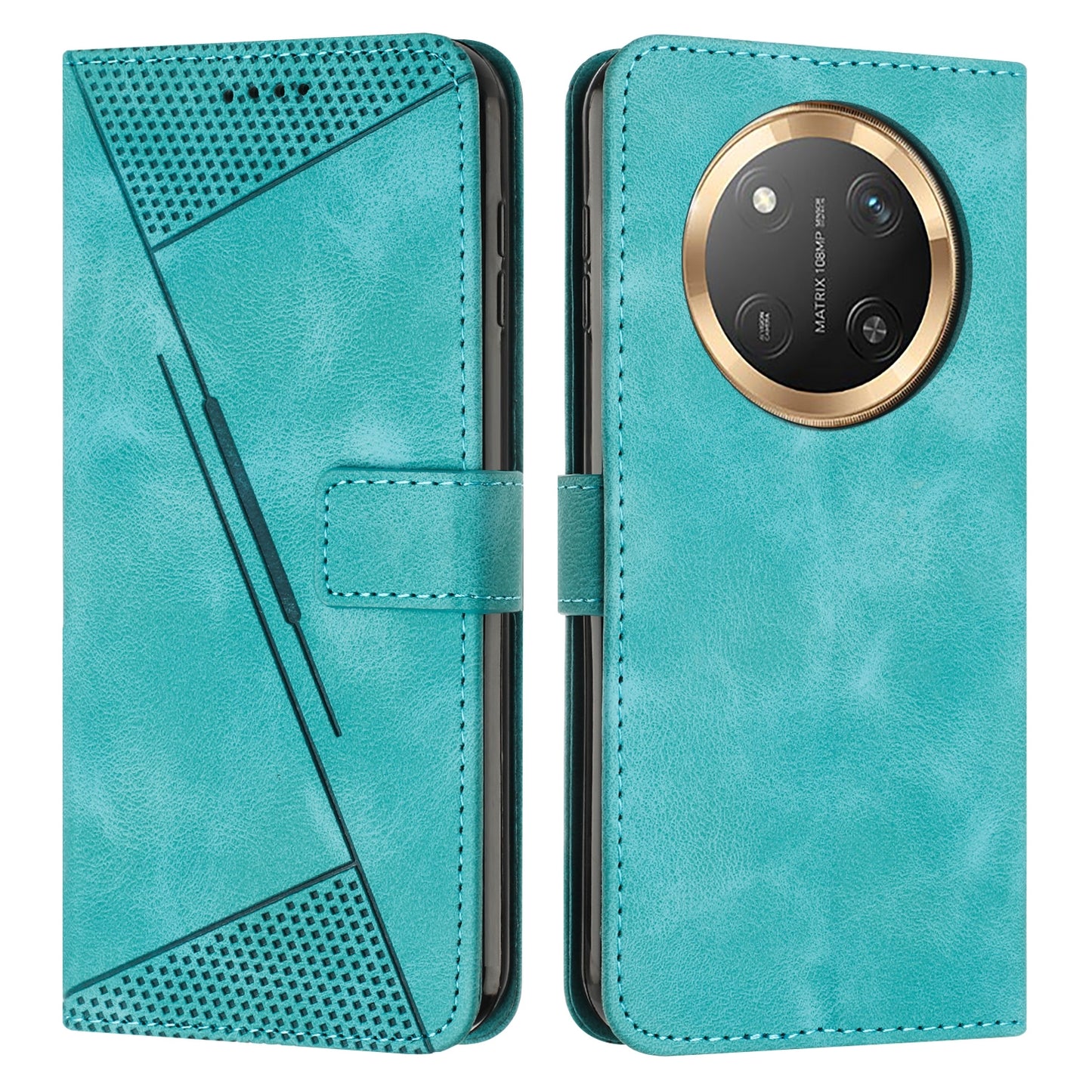 Honor X9c Dream Triangle Leather Wallet Phone Case with Lanyard, Card Slot, Cash Compartment, Foldable Kickstand, Shockproof PU TPU Protective Cover