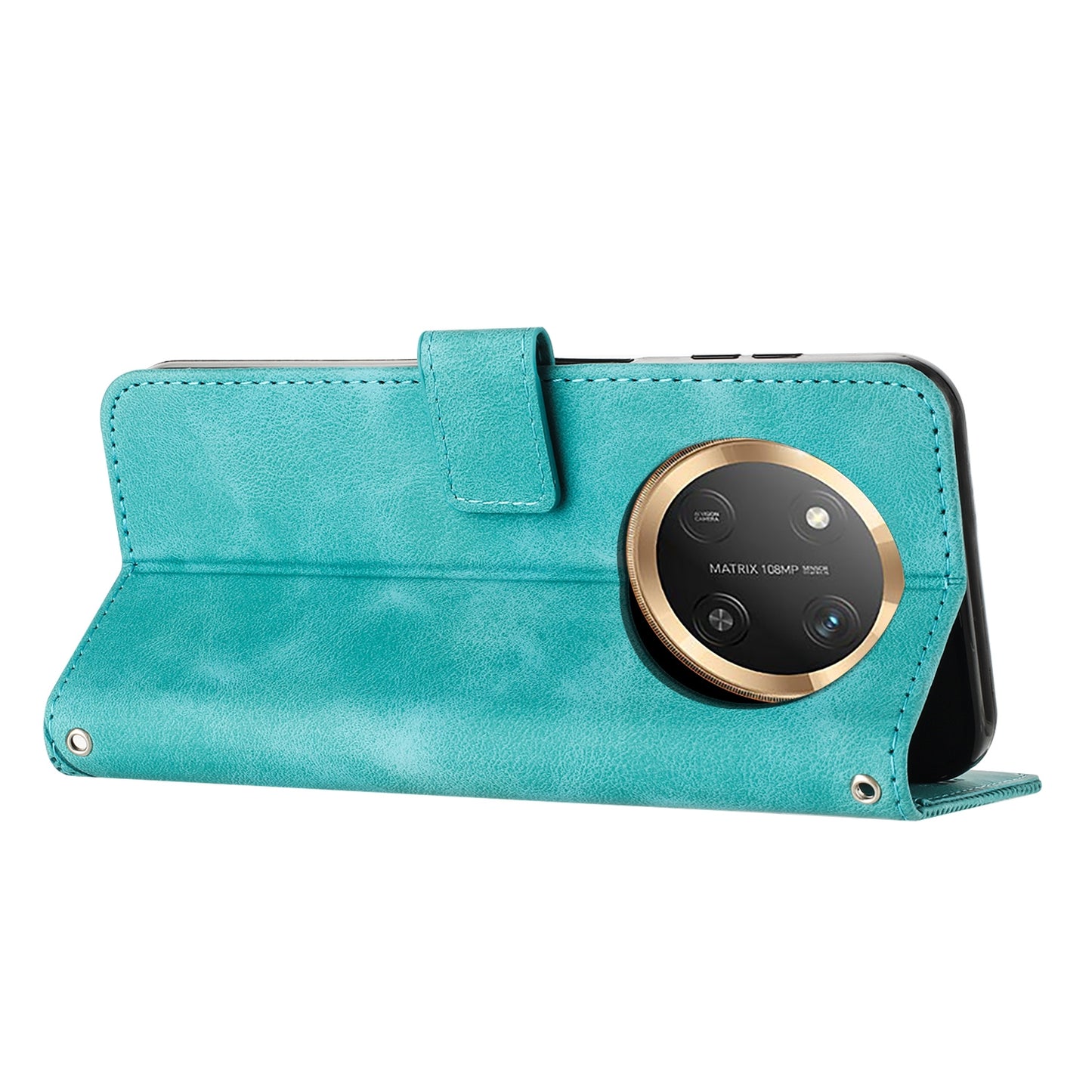 Honor X9c Dream Triangle Leather Wallet Phone Case with Lanyard, Card Slot, Cash Compartment, Foldable Kickstand, Shockproof PU TPU Protective Cover