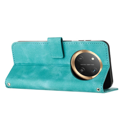 Honor X9c Dream Triangle Leather Wallet Phone Case with Lanyard, Card Slot, Cash Compartment, Foldable Kickstand, Shockproof PU TPU Protective Cover