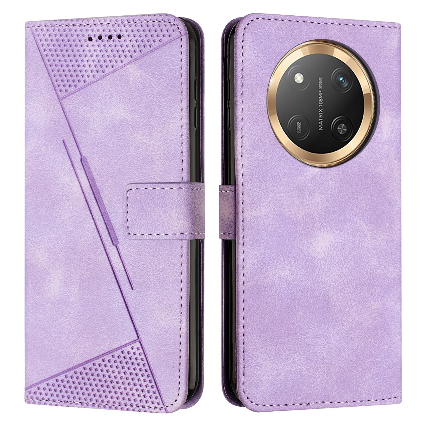 Honor X9c Dream Triangle Leather Wallet Phone Case with Lanyard, Card Slot, Cash Compartment, Foldable Kickstand, Shockproof PU TPU Protective Cover