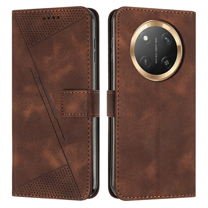 Honor X9c Dream Triangle Leather Wallet Phone Case with Lanyard, Card Slot, Cash Compartment, Foldable Kickstand, Shockproof PU TPU Protective Cover
