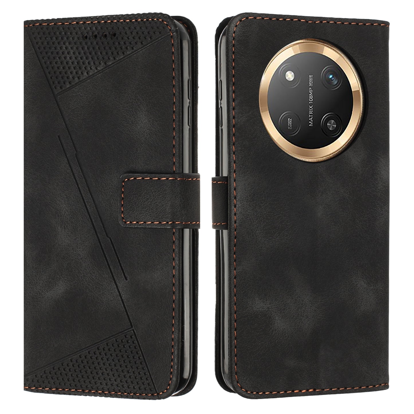 Honor X9c Dream Triangle Leather Wallet Phone Case with Lanyard, Card Slot, Cash Compartment, Foldable Kickstand, Shockproof PU TPU Protective Cover