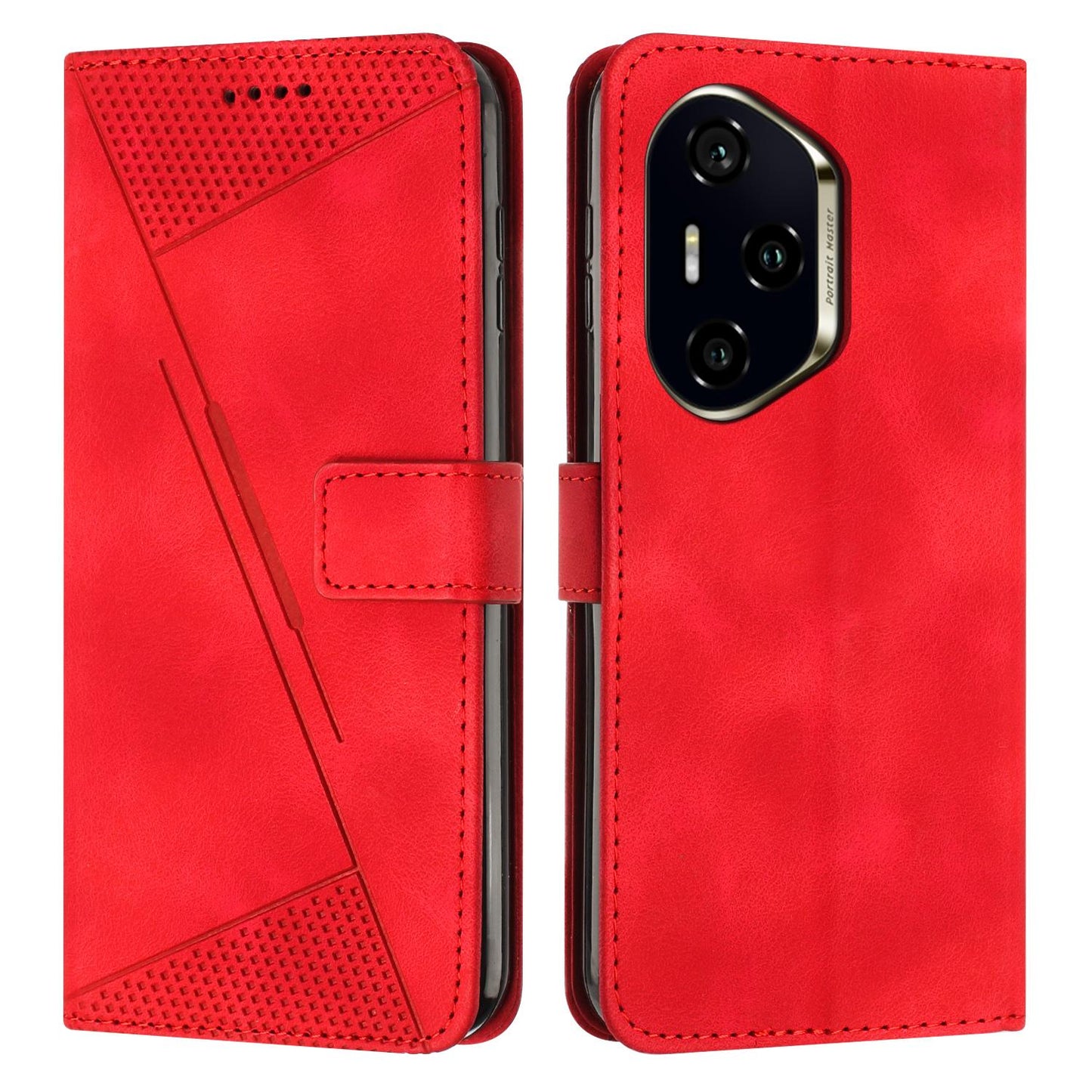 Honor 300 Ultra Dream Triangle Leather Wallet Phone Case with Lanyard, Card Slot, Cash Compartment, Foldable Kickstand, Shockproof PU TPU Protective Cover