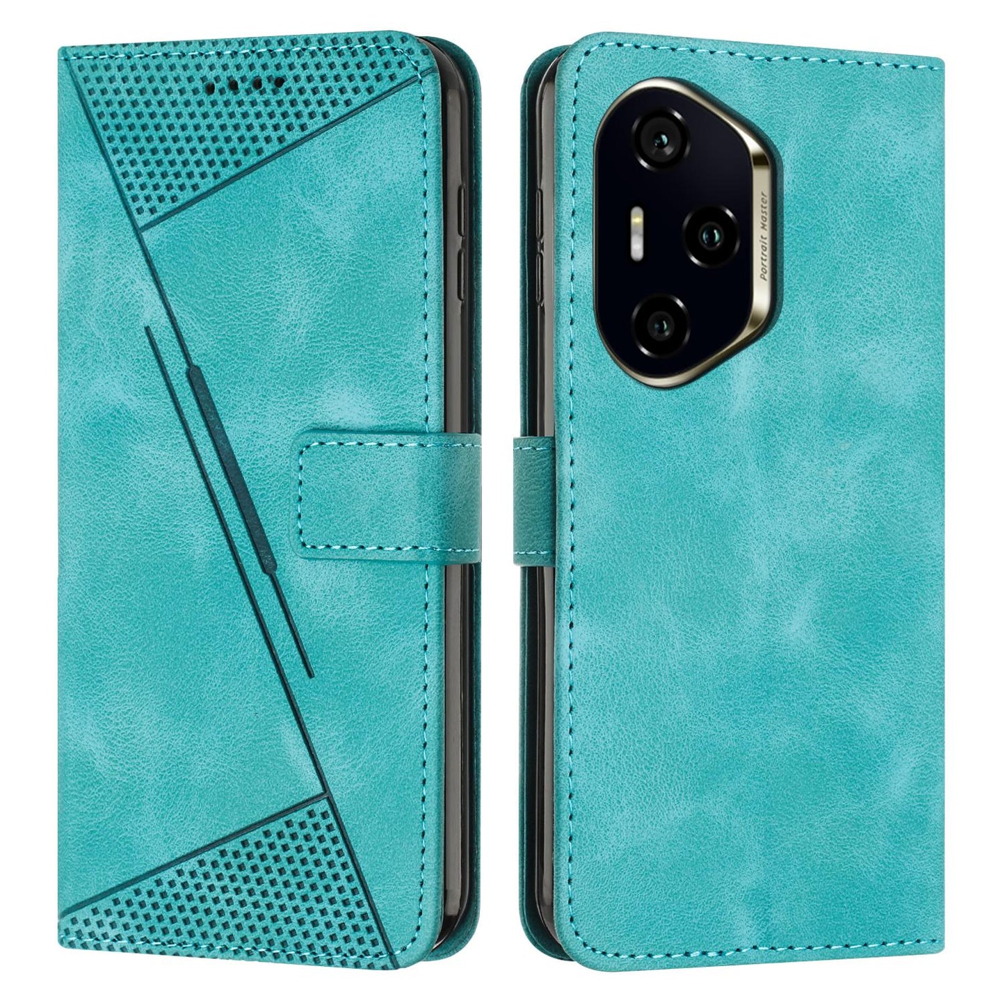 Honor 300 Ultra Dream Triangle Leather Wallet Phone Case with Lanyard, Card Slot, Cash Compartment, Foldable Kickstand, Shockproof PU TPU Protective Cover