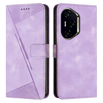 Honor 300 Pro Dream Triangle Leather Wallet Phone Case with Lanyard, Card Slot, Cash Compartment, Foldable Kickstand, Shockproof PU TPU Protective Cover