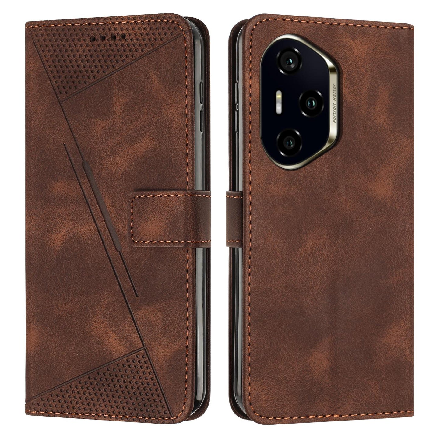 Honor 300 Pro Dream Triangle Leather Wallet Phone Case with Lanyard, Card Slot, Cash Compartment, Foldable Kickstand, Shockproof PU TPU Protective Cover