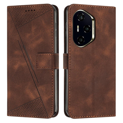Honor 300 Pro Dream Triangle Leather Wallet Phone Case with Lanyard, Card Slot, Cash Compartment, Foldable Kickstand, Shockproof PU TPU Protective Cover