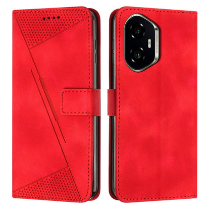 Honor 300 Dream Triangle Leather Wallet Phone Case with Lanyard, Card Slot, Cash Compartment, Foldable Kickstand, Shockproof PU TPU Protective Cover