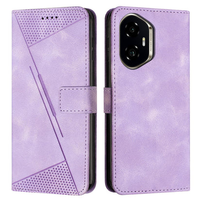 Honor 300 Dream Triangle Leather Wallet Phone Case with Lanyard, Card Slot, Cash Compartment, Foldable Kickstand, Shockproof PU TPU Protective Cover