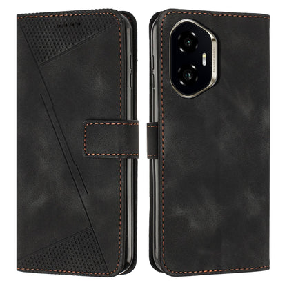 Honor 300 Dream Triangle Leather Wallet Phone Case with Lanyard, Card Slot, Cash Compartment, Foldable Kickstand, Shockproof PU TPU Protective Cover