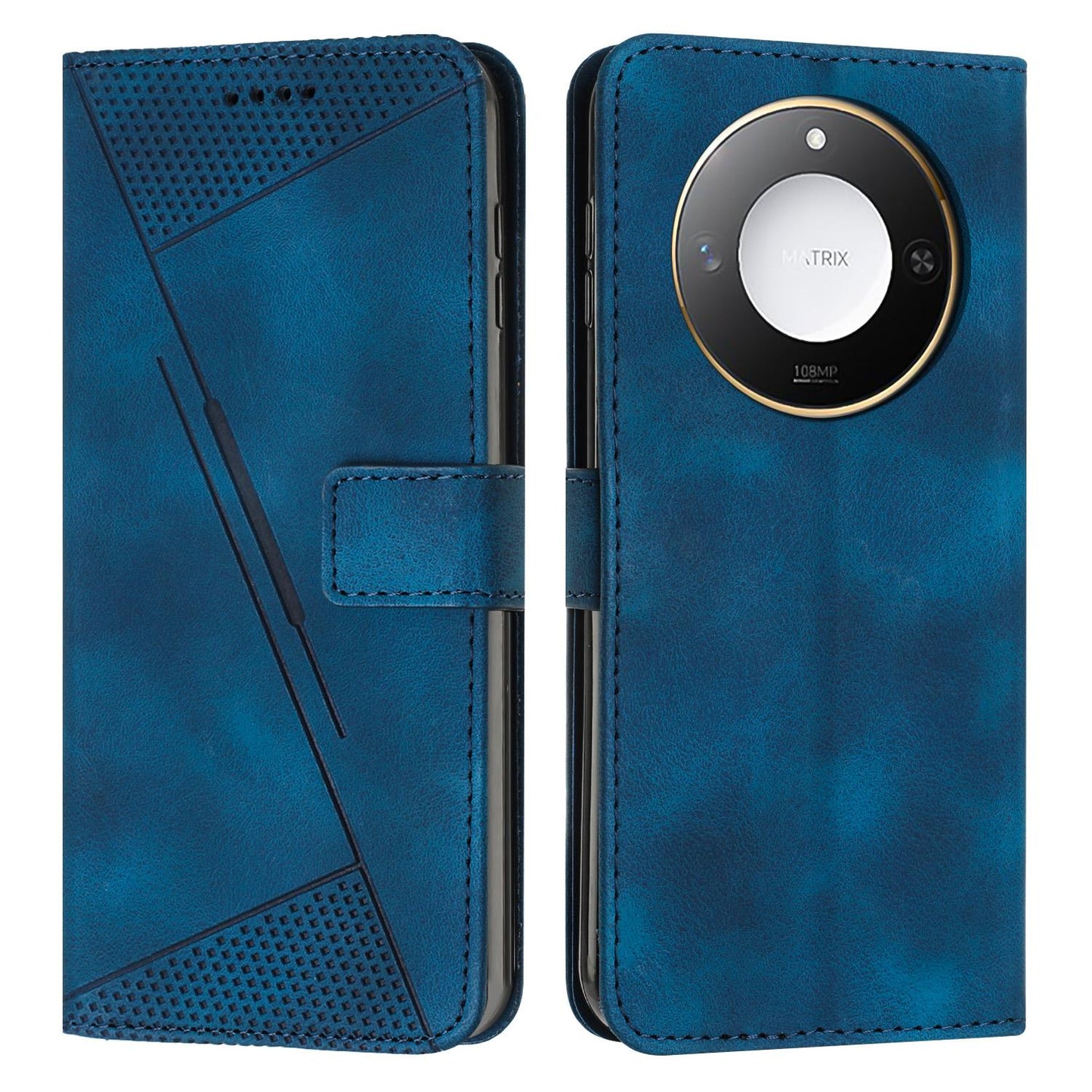 Honor X60 Dream Triangle Leather Wallet Phone Case with Lanyard, Card Slot, Cash Compartment, Foldable Kickstand, Shockproof PU TPU Protective Cover
