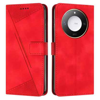 Honor X60 Dream Triangle Leather Wallet Phone Case with Lanyard, Card Slot, Cash Compartment, Foldable Kickstand, Shockproof PU TPU Protective Cover