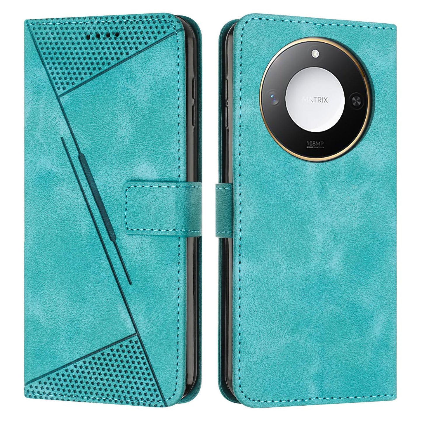 Honor X60 Dream Triangle Leather Wallet Phone Case with Lanyard, Card Slot, Cash Compartment, Foldable Kickstand, Shockproof PU TPU Protective Cover