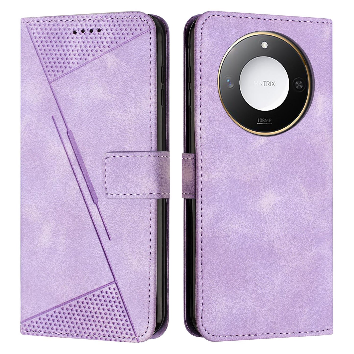 Honor X60 Dream Triangle Leather Wallet Phone Case with Lanyard, Card Slot, Cash Compartment, Foldable Kickstand, Shockproof PU TPU Protective Cover