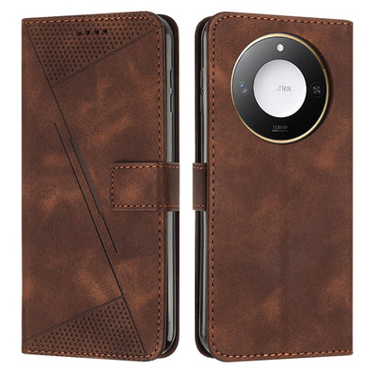 Honor X9c Smart Dream Triangle Leather Wallet Phone Case with Lanyard, Card Slot, Cash Compartment, Foldable Kickstand, Shockproof PU TPU Protective Cover