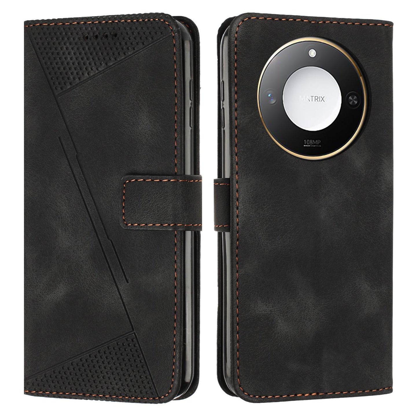 Honor X60 Dream Triangle Leather Wallet Phone Case with Lanyard, Card Slot, Cash Compartment, Foldable Kickstand, Shockproof PU TPU Protective Cover