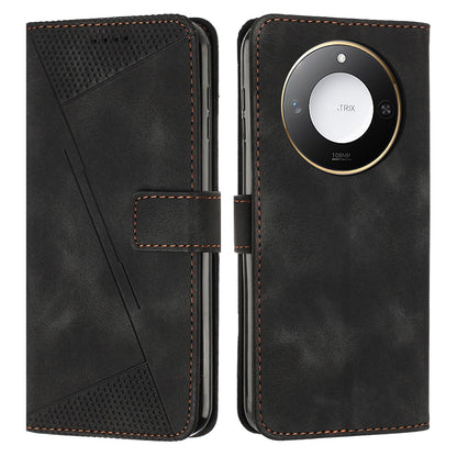 Honor X9c Smart Dream Triangle Leather Wallet Phone Case with Lanyard, Card Slot, Cash Compartment, Foldable Kickstand, Shockproof PU TPU Protective Cover