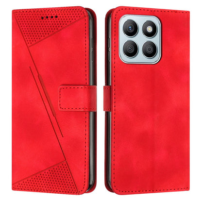 Honor X8c 4G Dream Triangle Leather Wallet Phone Case with Lanyard, Card Slot, Cash Compartment, Foldable Kickstand, Shockproof PU TPU Protective Cover