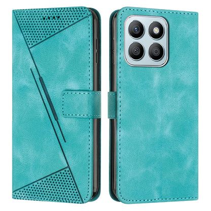 Honor X8c 4G Dream Triangle Leather Wallet Phone Case with Lanyard, Card Slot, Cash Compartment, Foldable Kickstand, Shockproof PU TPU Protective Cover