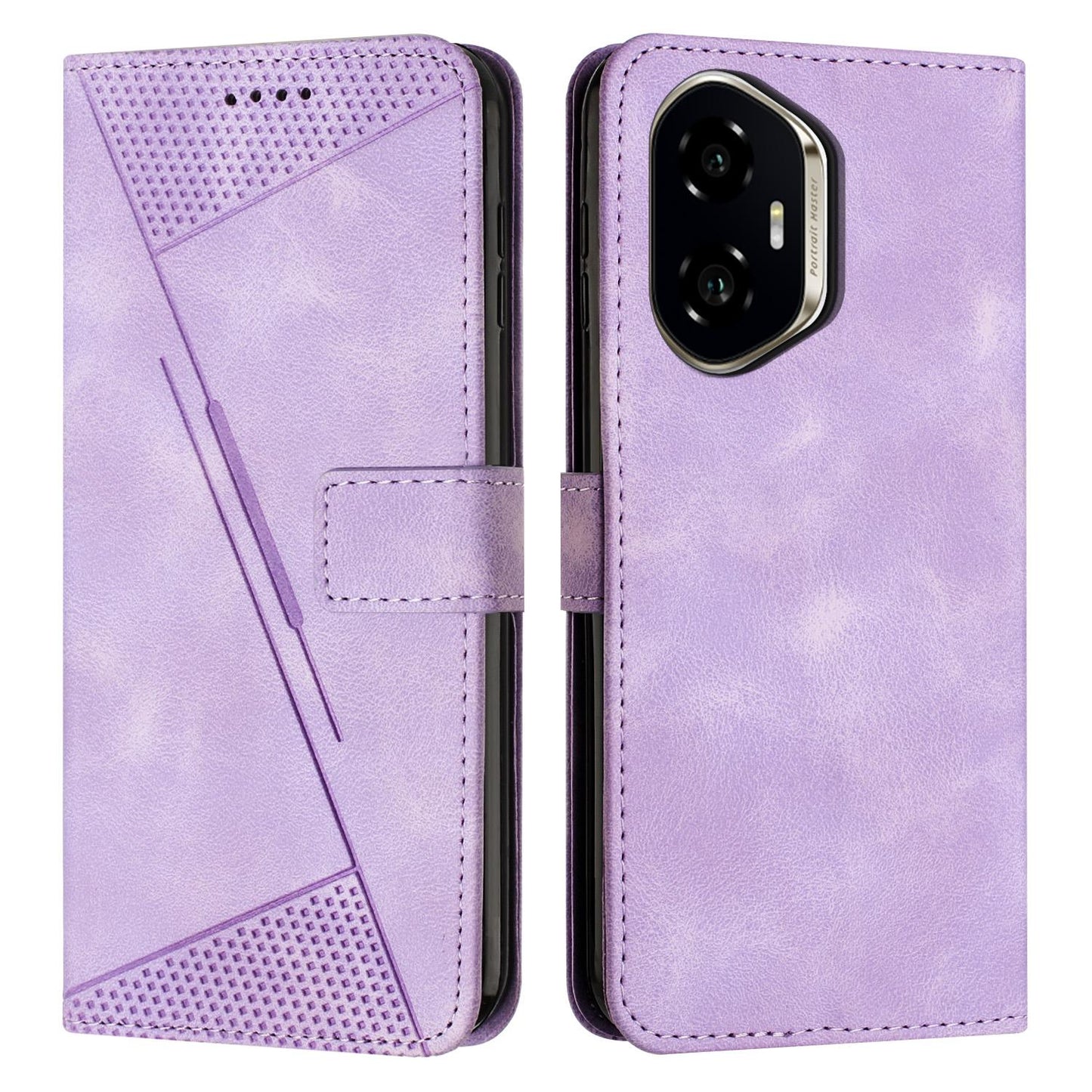 Honor 400 156.5mm Dream Triangle Leather Wallet Phone Case with Lanyard, Card Slot, Cash Compartment, Foldable Kickstand, Shockproof PU TPU Protective Cover