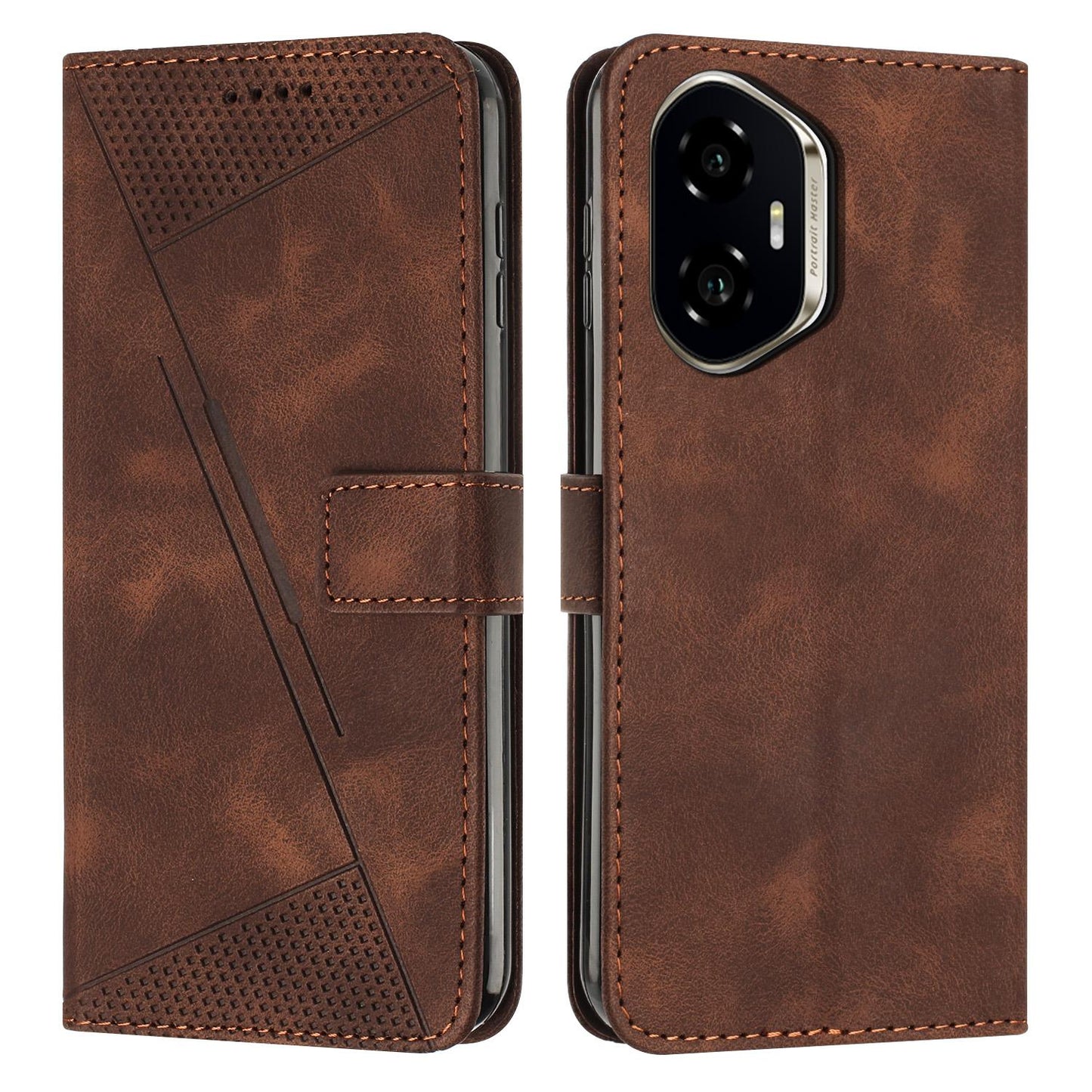 Honor 400 156.5mm Dream Triangle Leather Wallet Phone Case with Lanyard, Card Slot, Cash Compartment, Foldable Kickstand, Shockproof PU TPU Protective Cover