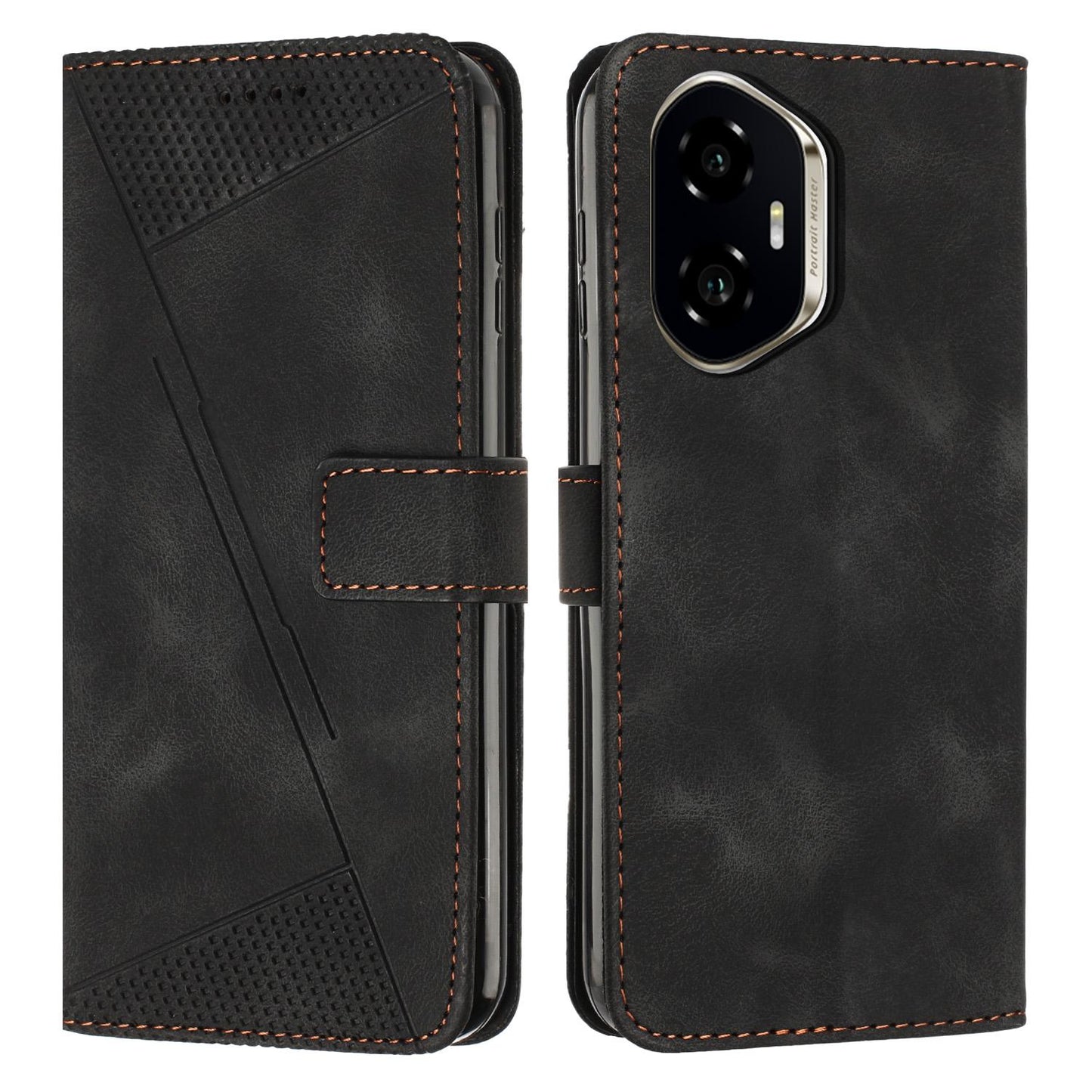 Honor 400 156.5mm Dream Triangle Leather Wallet Phone Case with Lanyard, Card Slot, Cash Compartment, Foldable Kickstand, Shockproof PU TPU Protective Cover