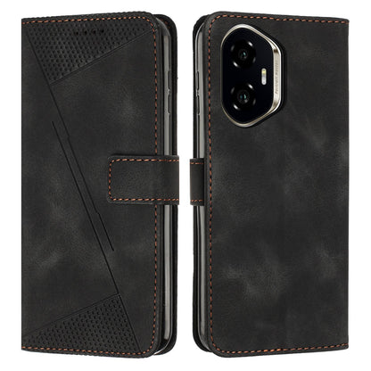 Honor 400 156.5mm Dream Triangle Leather Wallet Phone Case with Lanyard, Card Slot, Cash Compartment, Foldable Kickstand, Shockproof PU TPU Protective Cover