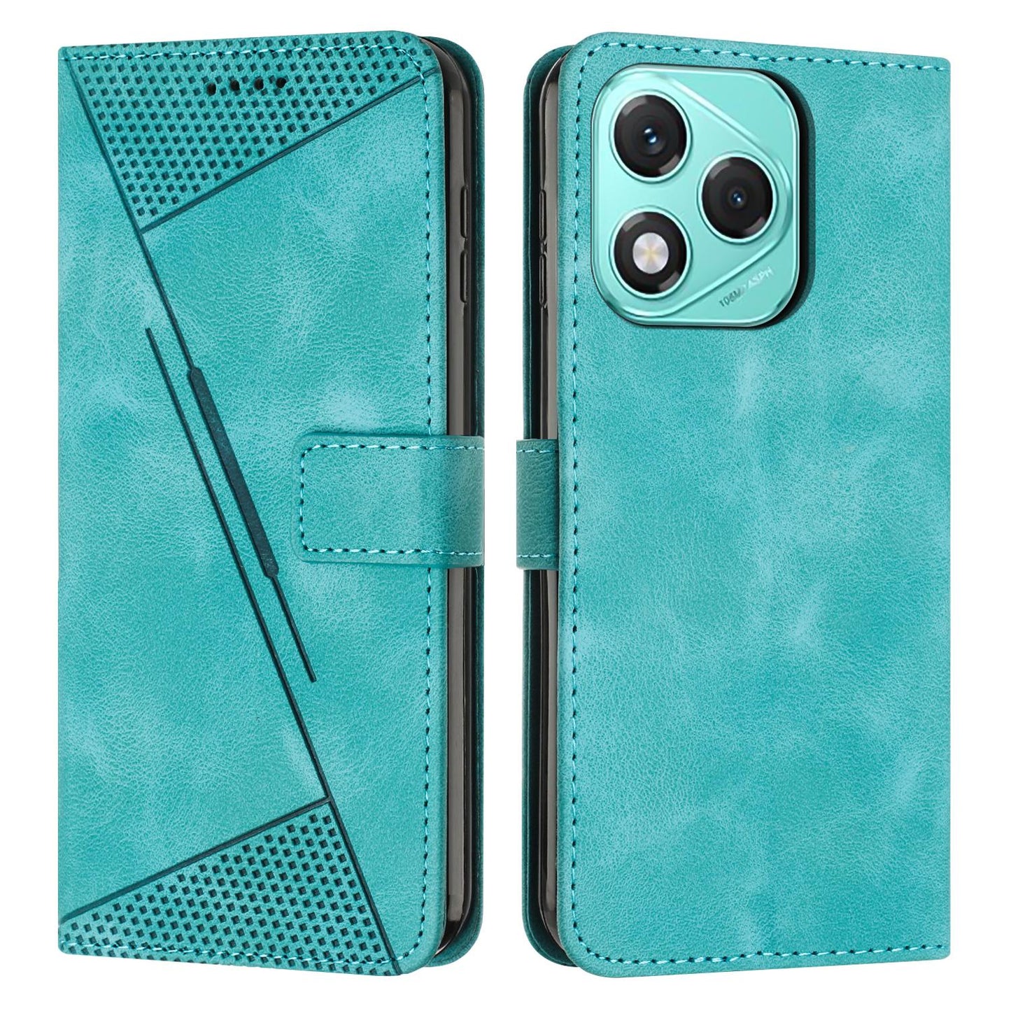 Honor 400 Lite Dream Triangle Leather Wallet Phone Case with Lanyard, Card Slot, Cash Compartment, Foldable Kickstand, Shockproof PU TPU Protective Cover