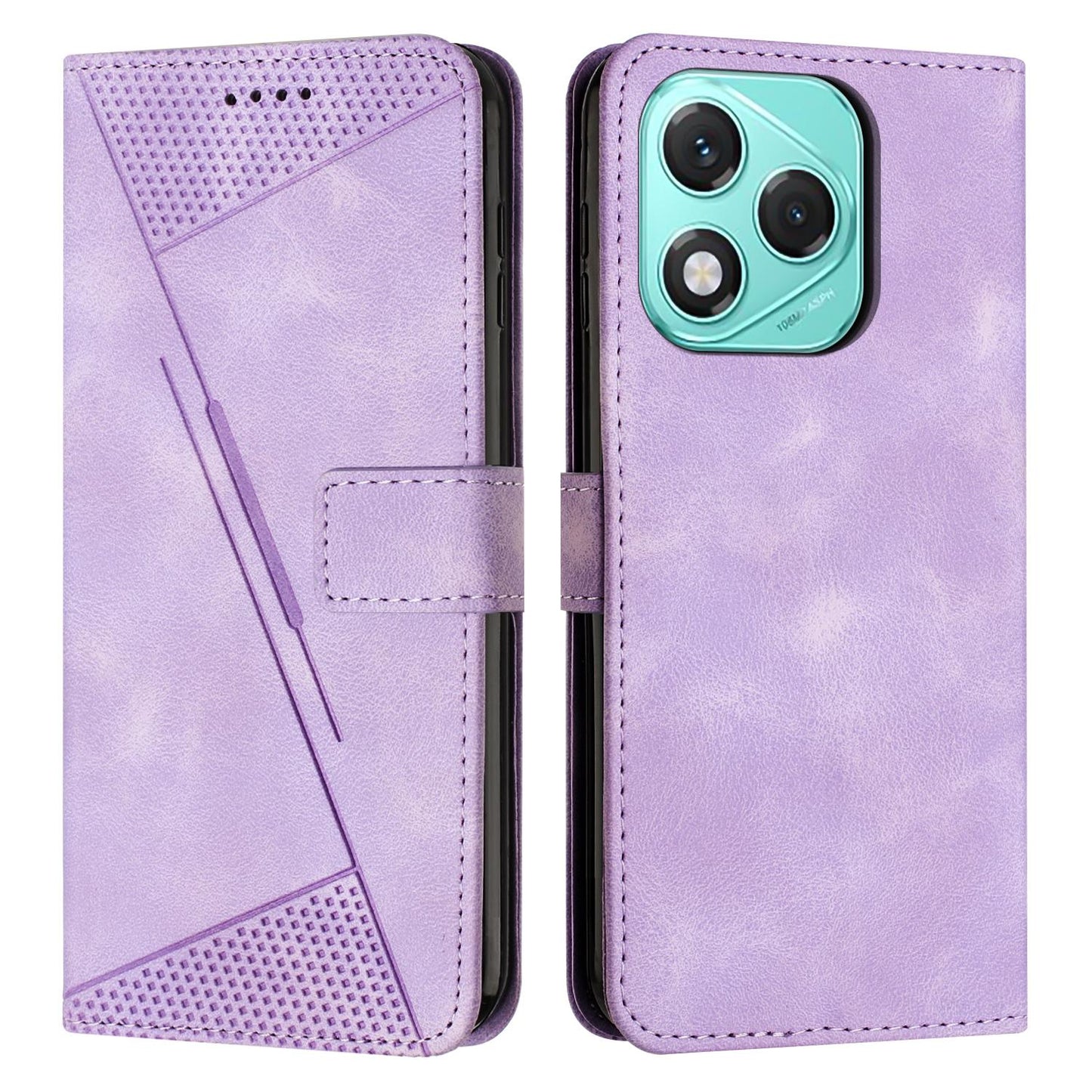 Honor 400 Lite Dream Triangle Leather Wallet Phone Case with Lanyard, Card Slot, Cash Compartment, Foldable Kickstand, Shockproof PU TPU Protective Cover