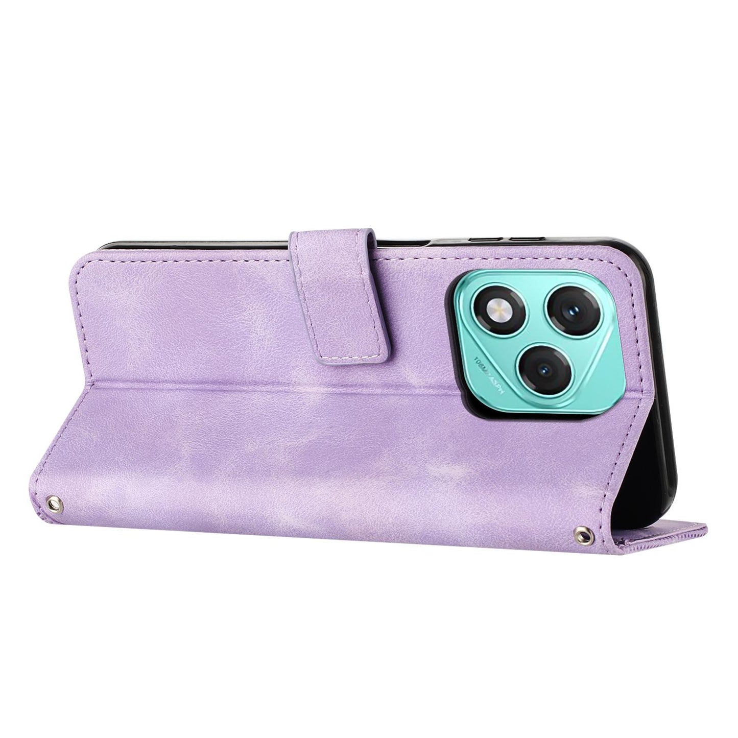 Honor 400 Lite Dream Triangle Leather Wallet Phone Case with Lanyard, Card Slot, Cash Compartment, Foldable Kickstand, Shockproof PU TPU Protective Cover