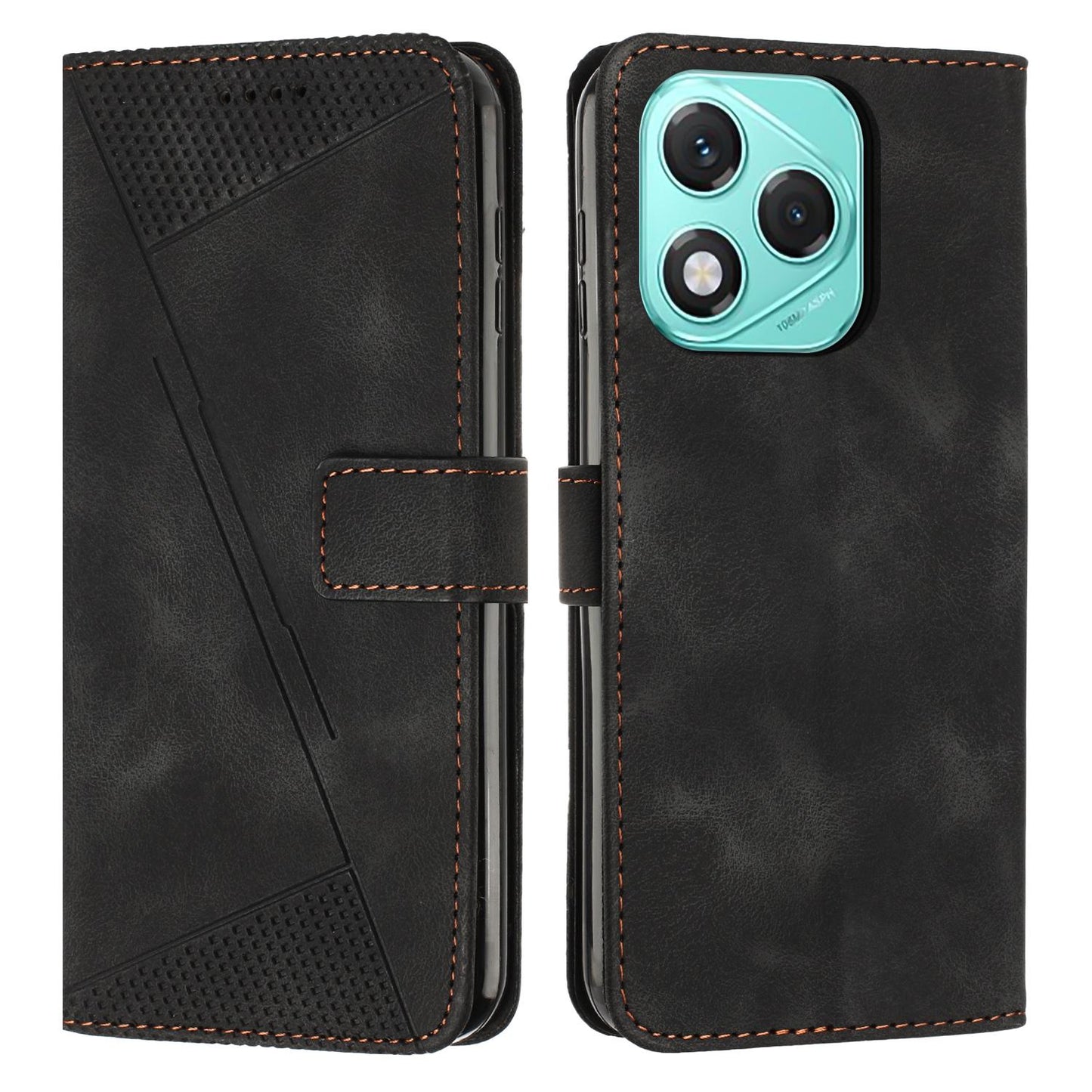 Honor 400 Lite Dream Triangle Leather Wallet Phone Case with Lanyard, Card Slot, Cash Compartment, Foldable Kickstand, Shockproof PU TPU Protective Cover