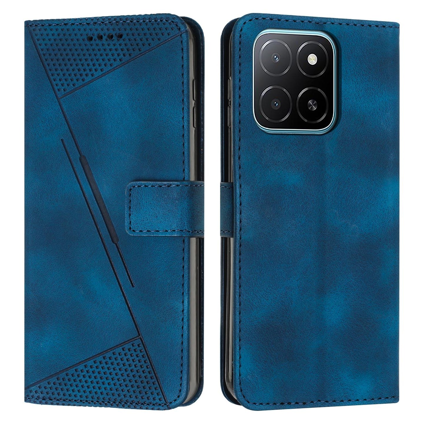 Honor X6c 4G Dream Triangle Leather Wallet Phone Case with Lanyard, Card Slot, Cash Compartment, Foldable Kickstand, Shockproof PU TPU Protective Cover
