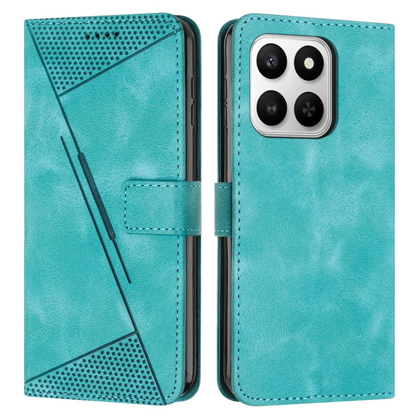 Honor 400 Smart 5G Dream Triangle Leather Wallet Phone Case with Lanyard, Card Slot, Cash Compartment, Foldable Kickstand, Shockproof PU TPU Protective Cover