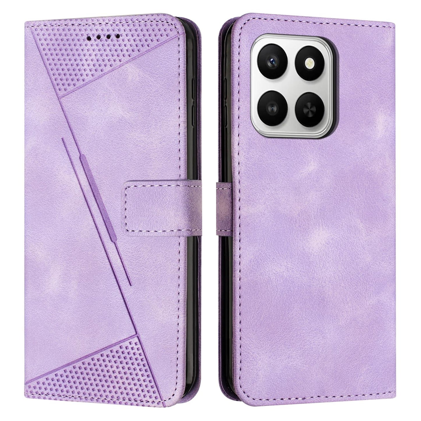 Honor 400 Smart 5G Dream Triangle Leather Wallet Phone Case with Lanyard, Card Slot, Cash Compartment, Foldable Kickstand, Shockproof PU TPU Protective Cover