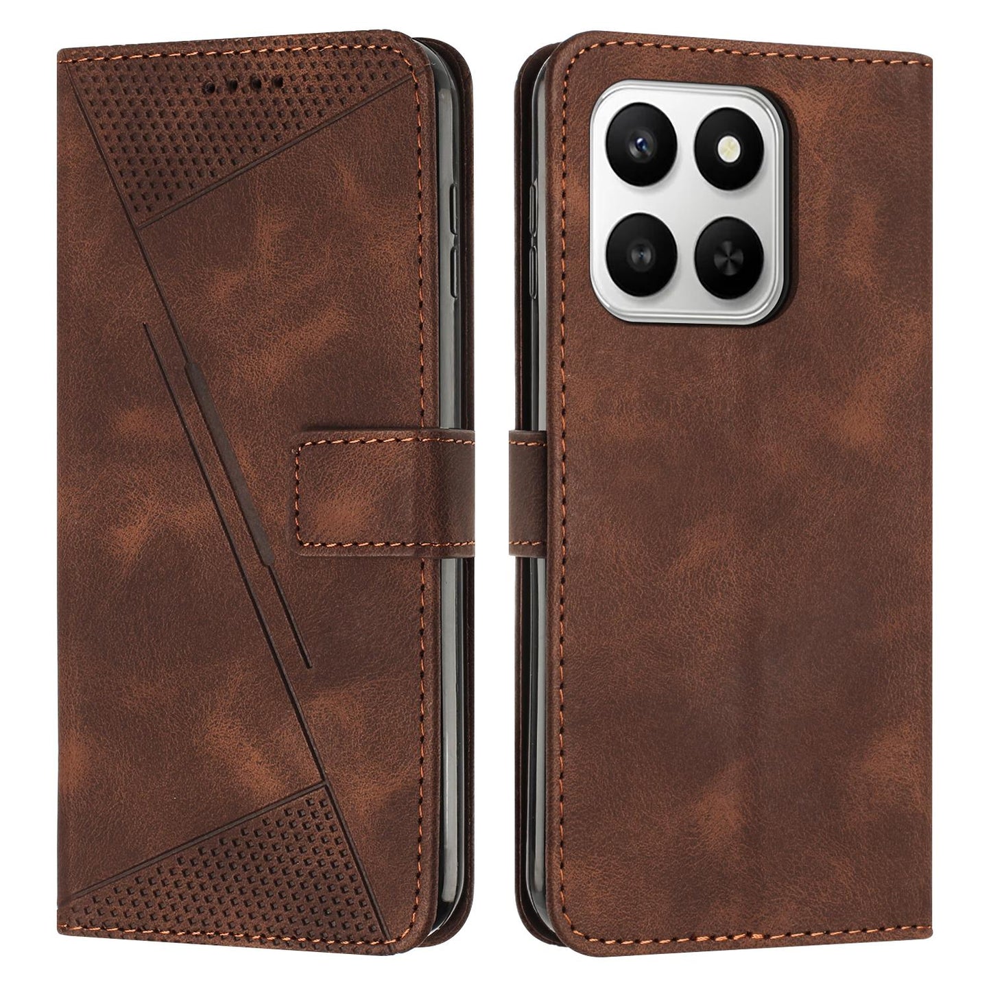 Honor 400 Smart 5G Dream Triangle Leather Wallet Phone Case with Lanyard, Card Slot, Cash Compartment, Foldable Kickstand, Shockproof PU TPU Protective Cover