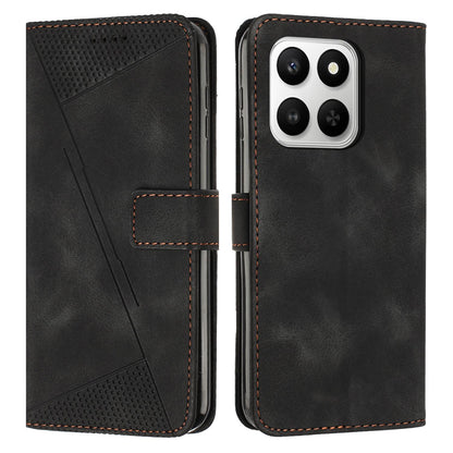 Honor 400 Smart 5G Dream Triangle Leather Wallet Phone Case with Lanyard, Card Slot, Cash Compartment, Foldable Kickstand, Shockproof PU TPU Protective Cover