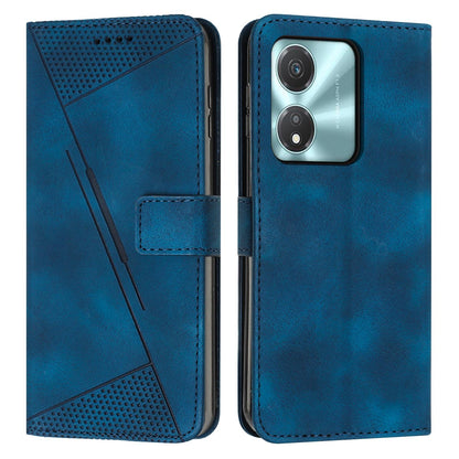 Honor X5c Plus Dream Triangle Leather Wallet Phone Case with Lanyard, Card Slot, Cash Compartment, Foldable Kickstand, Shockproof PU TPU Protective Cover