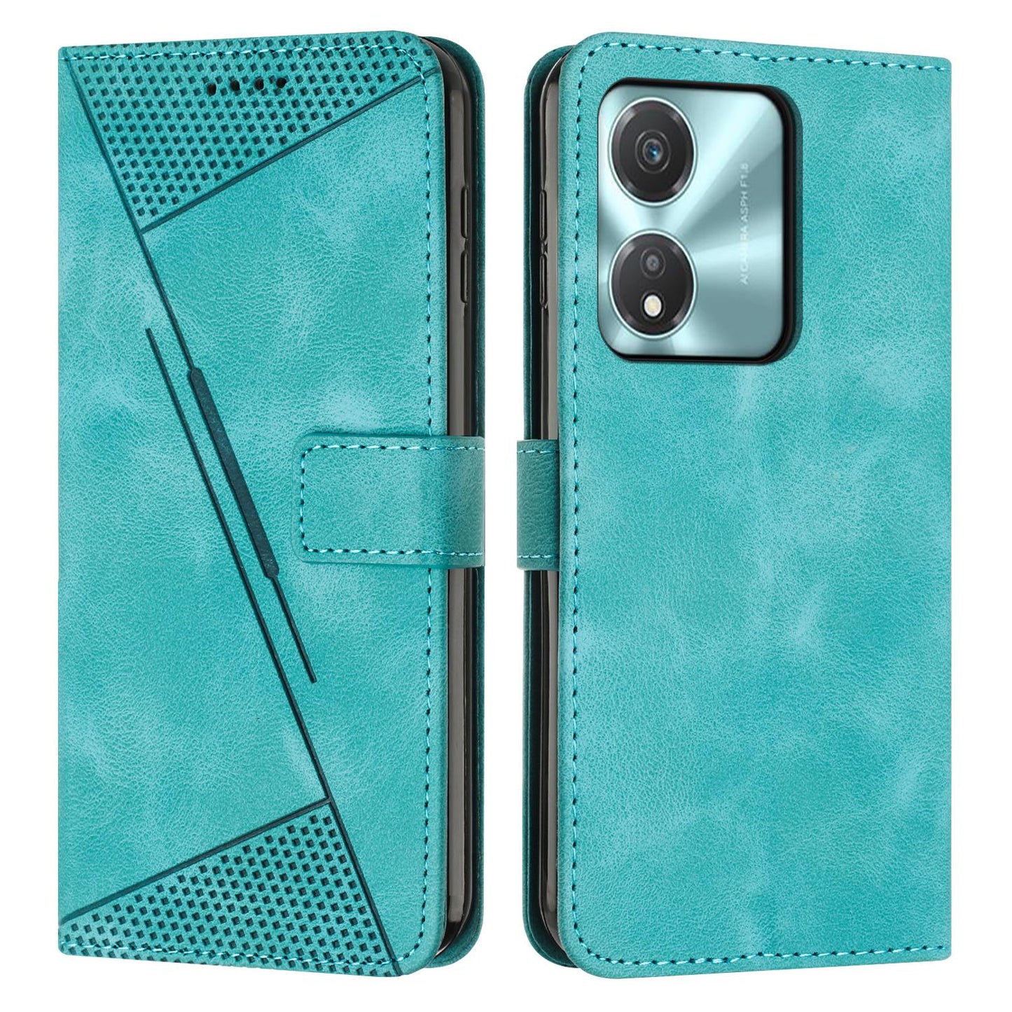 Honor X5c Plus Dream Triangle Leather Wallet Phone Case with Lanyard, Card Slot, Cash Compartment, Foldable Kickstand, Shockproof PU TPU Protective Cover