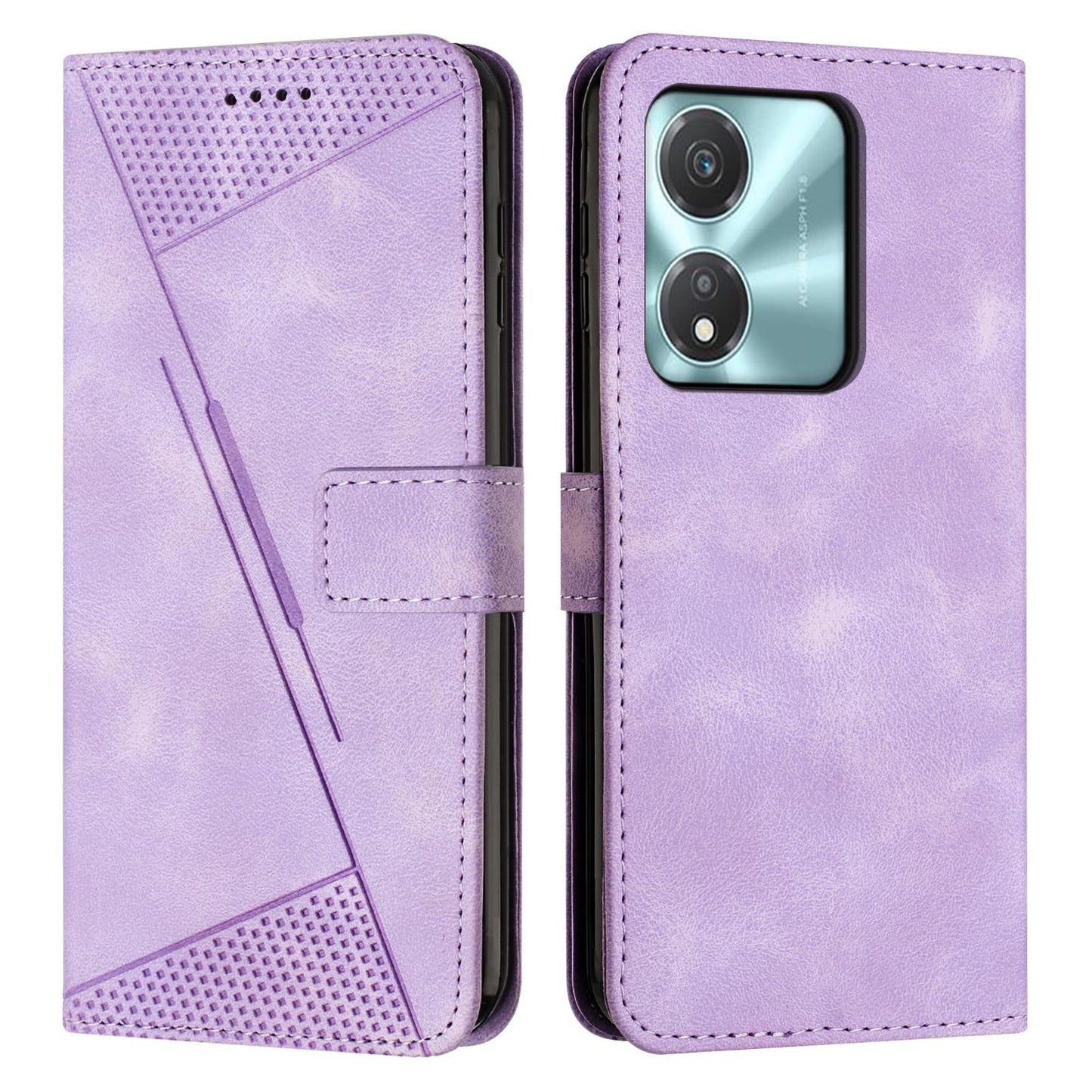 Honor X5c Plus Dream Triangle Leather Wallet Phone Case with Lanyard, Card Slot, Cash Compartment, Foldable Kickstand, Shockproof PU TPU Protective Cover