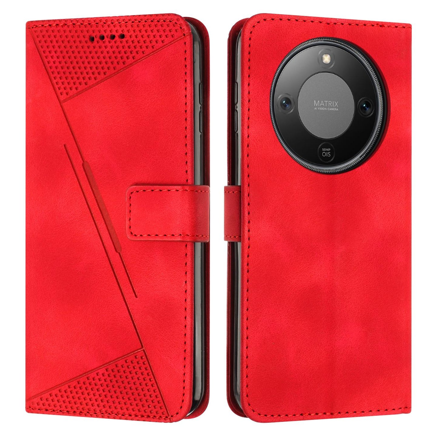 Honor X70 5G Dream Triangle Leather Wallet Phone Case with Lanyard, Card Slot, Cash Compartment, Foldable Kickstand, Shockproof PU TPU Protective Cover