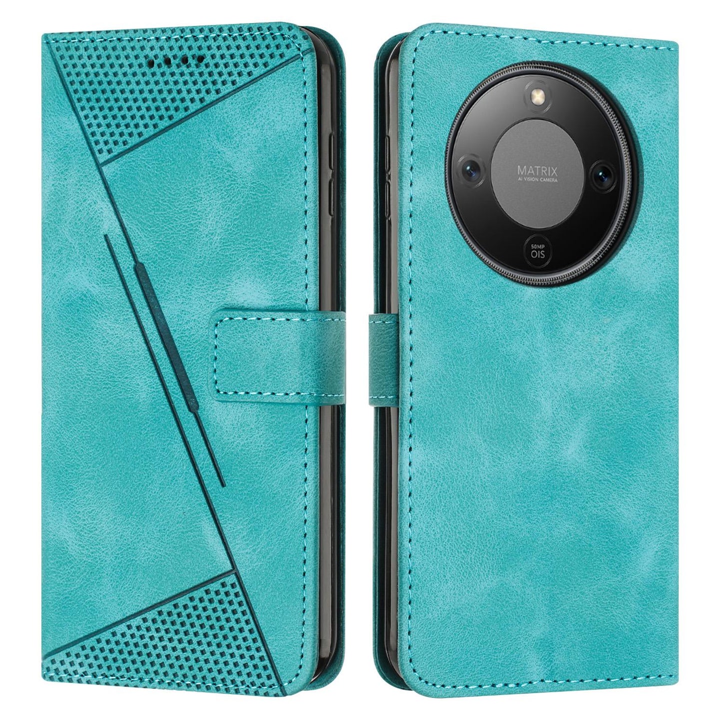 Honor X70 5G Dream Triangle Leather Wallet Phone Case with Lanyard, Card Slot, Cash Compartment, Foldable Kickstand, Shockproof PU TPU Protective Cover