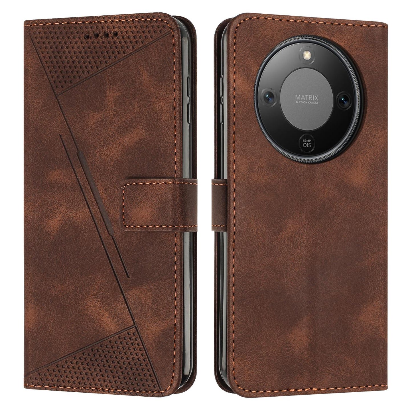 Honor X70 5G Dream Triangle Leather Wallet Phone Case with Lanyard, Card Slot, Cash Compartment, Foldable Kickstand, Shockproof PU TPU Protective Cover