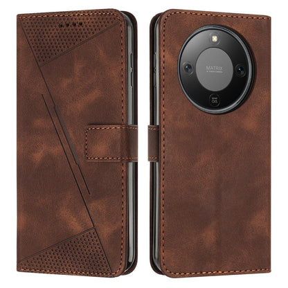 Honor X70 5G Dream Triangle Leather Wallet Phone Case with Lanyard, Card Slot, Cash Compartment, Foldable Kickstand, Shockproof PU TPU Protective Cover
