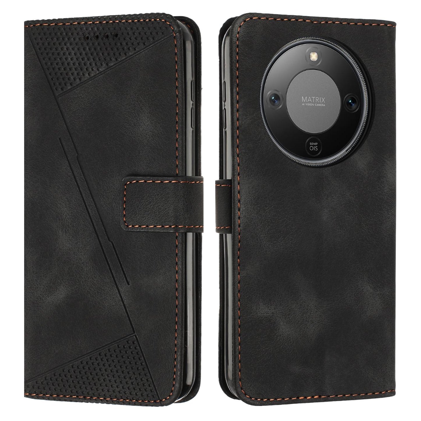 Honor X70 5G Dream Triangle Leather Wallet Phone Case with Lanyard, Card Slot, Cash Compartment, Foldable Kickstand, Shockproof PU TPU Protective Cover